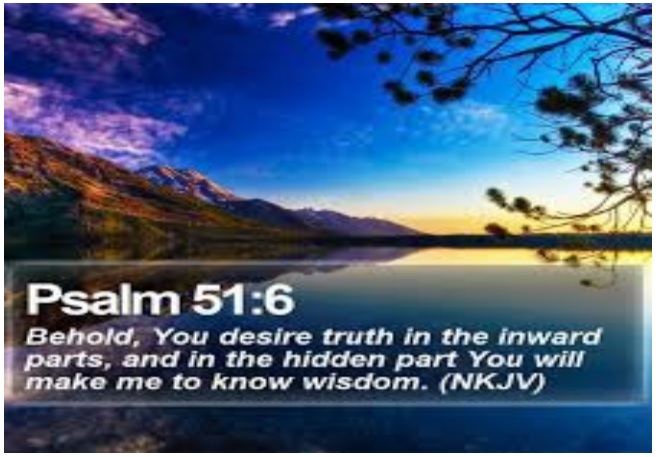 Pslam 51:6 with mountain lake background