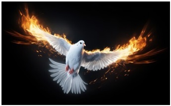 Holy dove on fire